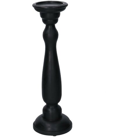 Bougeoir en bois noir cm12h40
