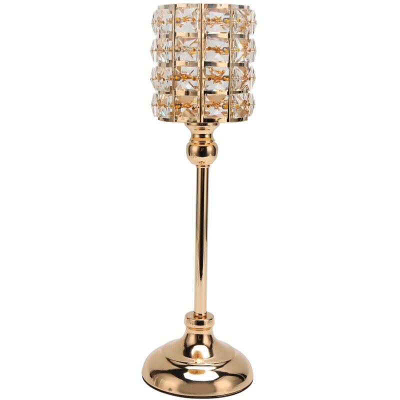 Bougeoir en cristal de 13,8 pouces de haut, élégant bougeoir en or galvanisé de style européen pour fête de mariage, nouvel an