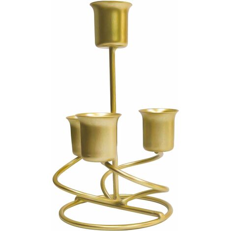 Bougeoir en Fer, Chandelier Décoratif de Rétro, Bougeoir Metal Doré Décoratif de Table Moderne pour Mariage, Jardin, Salle à Manger, Cadeau de Pendaison de Crémaillère