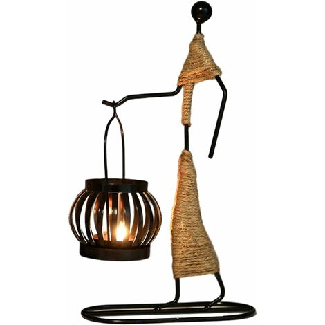 Bougeoir en Fer Forgé, Bougeoir en Fer Forgé en Forme De Petite Fille, Vintage Decorative Mariage Chandeliers Bougoire Décoratifs pour Tables De Mariage, Shabby Chic Ornements (A)