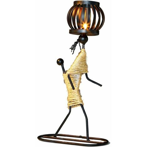 Bougeoir en Fer Forgé, Bougeoir en Fer Forgé en Forme De Petite Fille, Vintage Decorative Mariage Chandeliers Bougoire Décoratifs pour Tables De Mariage, Shabby Chic Ornements (E)