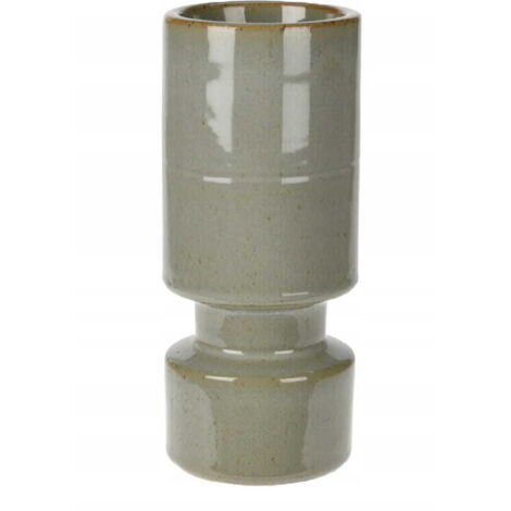 Bougeoir en verre gris 8x21cm