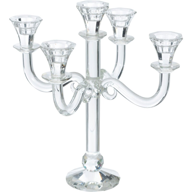 Bougeoir Chandelier 5 Branches en verre h 33 cm - Feeric Christmas