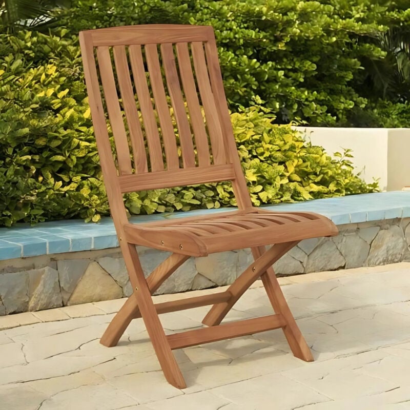 Chaise pliante en teck massif Lisato