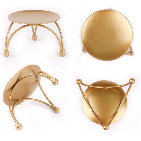 Bougeoir, Lot de 3 Bougeoirs en Fer Bougeoir Décoratif en Plaque de Fer Doré de 2,7 Pouces de Diamètre pour Bougies LED et Cire, Bougeoir sur Pied pour Tables, Mariage