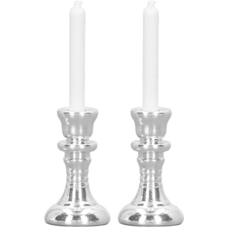 Bougeoir Miniature Vintage 1/12 en Métal Argenté pour Maison de Poupée - Décoration et Jouet