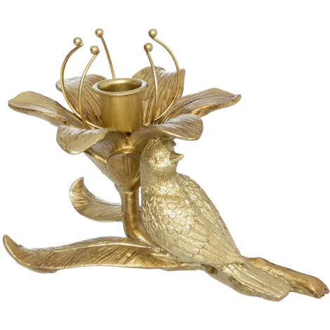 Bougeoir Photophore Oiseau et Fleur dorés - Feeric Christmas
