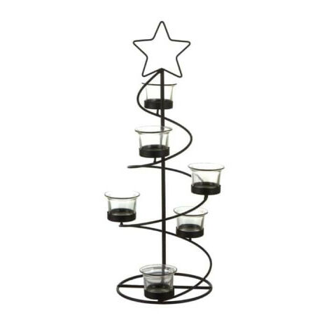 Bougeoir - sapin de noël - Noir - 47x17cm