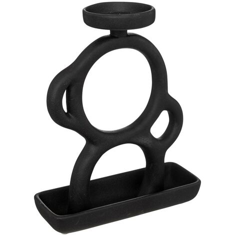 Bougeoir silhouette en Céramique Noire H 26,5 cm - Atmosphera