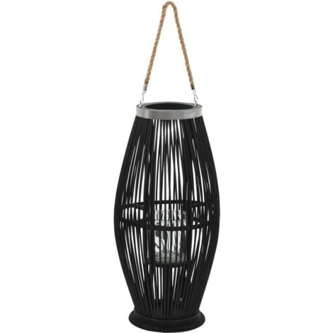 Bougeoir suspendu Bambou Noir 60 cm vidaXL
