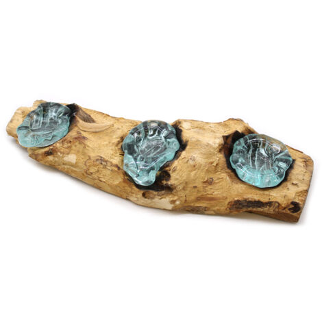 Bougeoir triple plat en verre Molton sur bois- Vendu par 1
