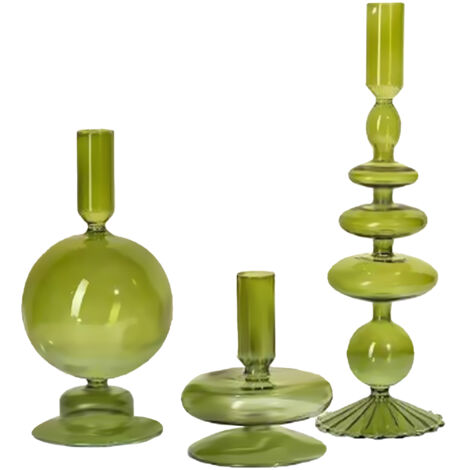 Bougeoir Verre Écologique Boule à Bougie Cadre Style Européen Classique Vert Clé 2 pièces Ensemble Photo Déco Romantique Mariage Dîner Intime Candelabre Ancien