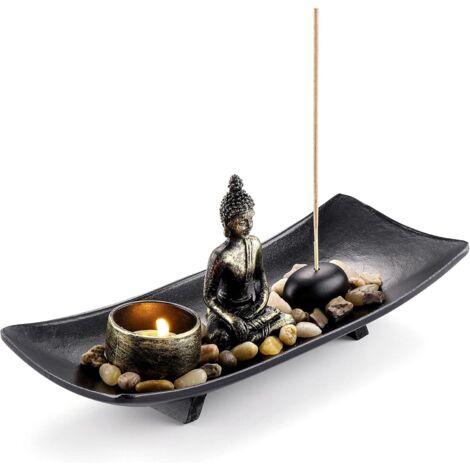 Bougeoir zen, Bouddha assis, contemplation yogique, porte-encens