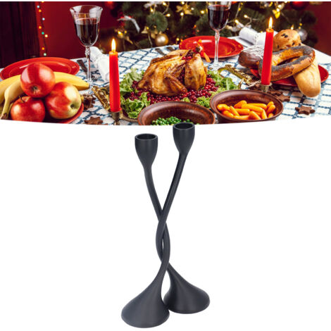 Bougeoir zinc noir vintage romantique européen pied haut (2 pièces, 25cm) pour bar et décoration intérieure