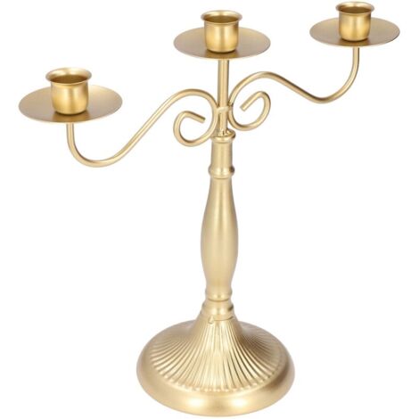Bougeoirs de Style européen, support de bougie à 3 têtes en or pour dîner de fête de mariage
