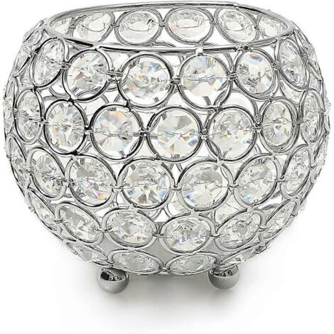 Bougeoirs en cristal argenté pour bougies votives, décoration pour la maison, la table à manger, la salle de bain ou la chambre.
