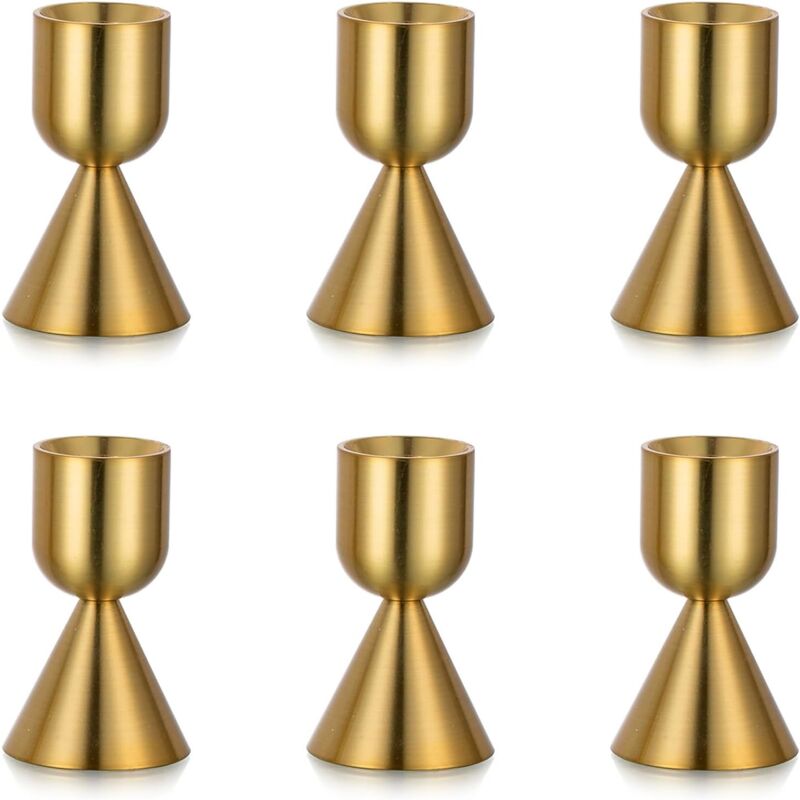 Shining House - Bougeoirs en Or Bougies Coniques : Lot de 6 Bougeoirs en Laiton pour Bougies Coniques Bougeoir en Aluminium pour Table de Mariage