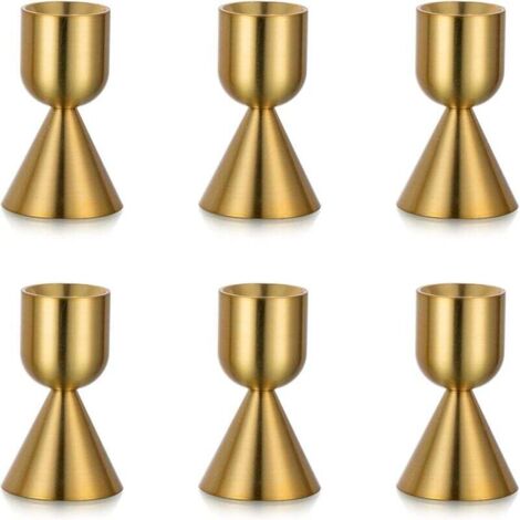 Bougeoirs en Or Bougies Coniques : Lot de 6 Bougeoirs en Laiton pour Bougies Coniques Bougeoir en Aluminium pour Table de Mariage d'anniversaire Ou de Fête Décoration