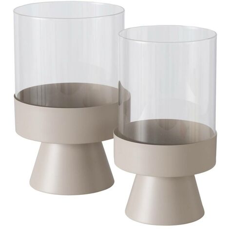 bougeoirs en verre Pallas, pied en métal, 2 pièces