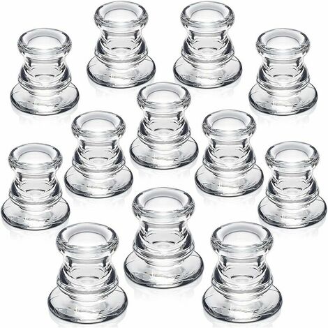 Bougeoirs en vrac - 12PCS Bougeoirs coniques pour centre de table - Bougeoirs en verre épais pour mariage, fête et décoration de festival