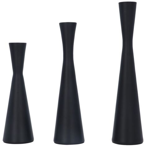 Bougeoirs noirs en fer forgé de luxe, Style européen rétro moderne, chandelier conique en métal noir mat, 3 pièces