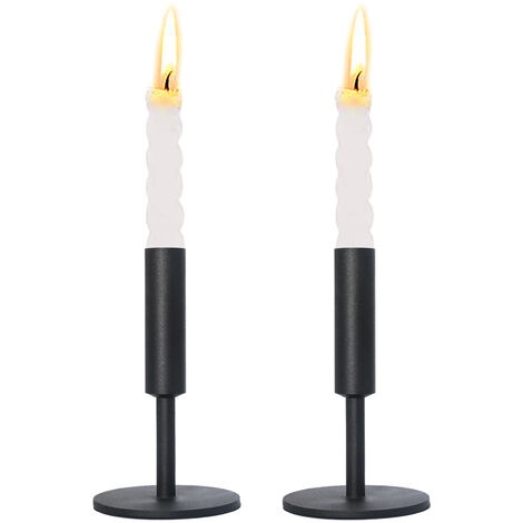 Bougeoirs rétro Métal Lot de 2 , candélabres pour bougies longues, Noir et Or bougeoirs décoratifs avec tapis en liège pour Salle À Manger Salon Décor À Maison,Mariage Cérémonie Anniversaire