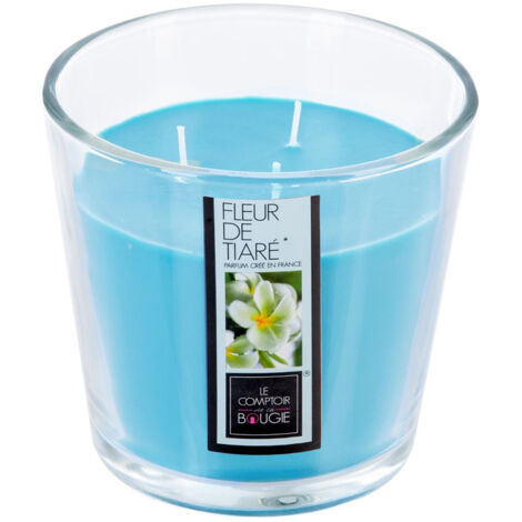 Bougie 3 mèches Parfumée Fleur de Tiaré 500 G Pot en verre - Atmosphera