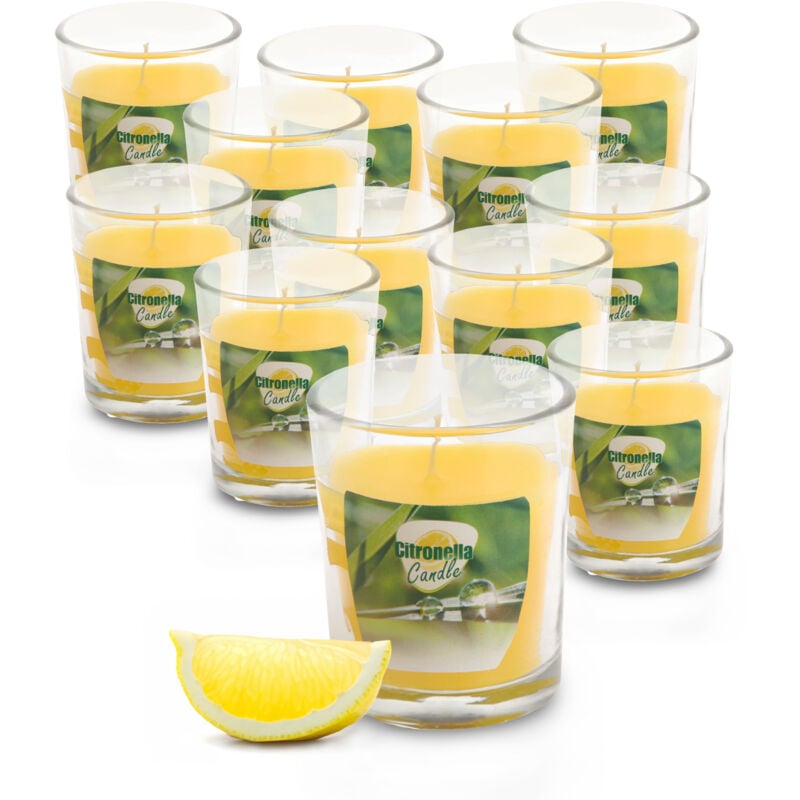 Spetebo - Bougie à la citronnelle dans un verre - 12 pièces - Bougie parfumée 6x5 cm Ctronella (petit / 5 cm)