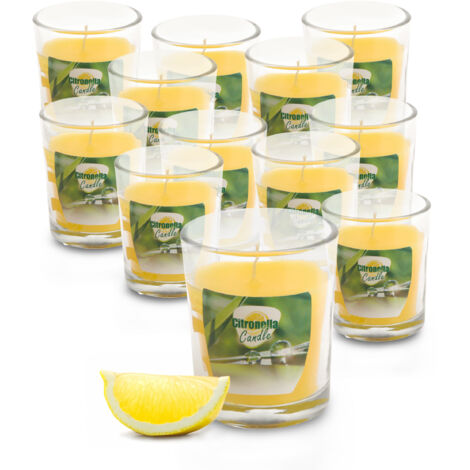 Bougie à la citronnelle dans un verre - 12 pièces - Bougie parfumée 6x5 cm Ctronella (petit / 5 cm)