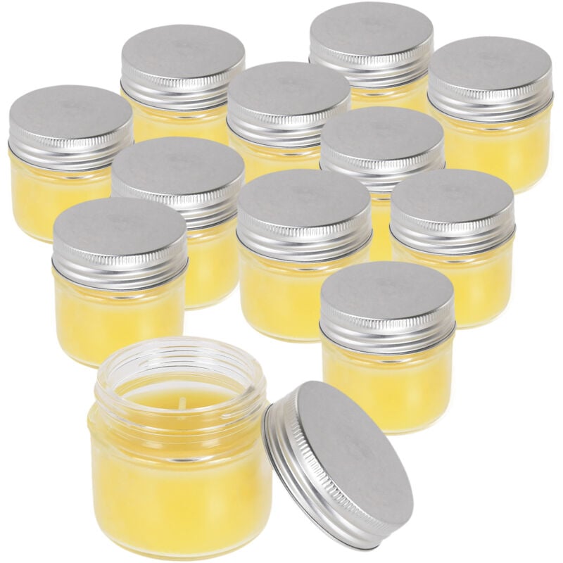 Spetebo - Bougie à la citronnelle dans un verre avec couvercle - 12 pièces - Bougie parfumée 6x6 cm Citronnelle (moyenne / 6 cm avec couvercle)