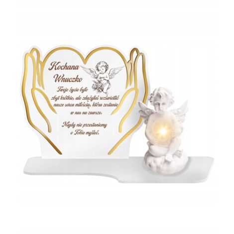 Bougie ange LED XL blanche premium de qualité supérieure pour enfants sur un mémorial de cimetière