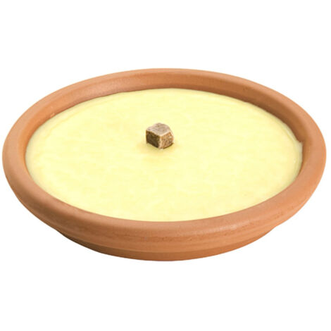 Bougie anti-moustiques à la citronnelle, récipient en terracota de 14 cm. / 120 grammes.