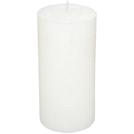 Bougie Blanc Brossé H 14 cm 380G - Feeric Christmas