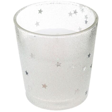 Bougie Blanche dans un Pot en verre pailleté et étoilé 90G - Feeric Christmas