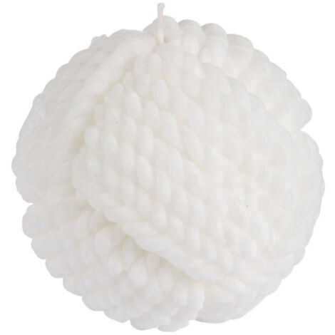 Bougie Boule Effet Cordage "Blue Wave" 9cm Blanc