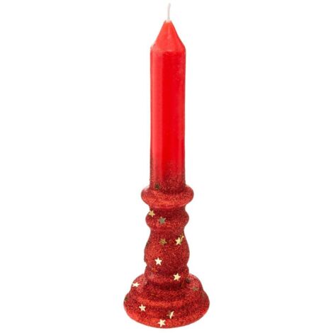Bougie Chandelier Rouge pailleté H 20 cm 98G - Feeric Christmas