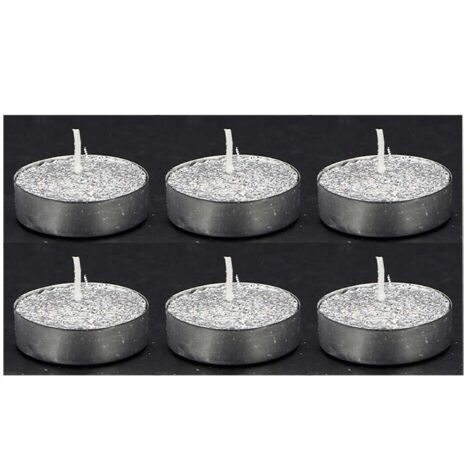 Bougie Chauffe-Plat Paillette non parfumée support - set de 6 pcs - Argent - SILUMEN
