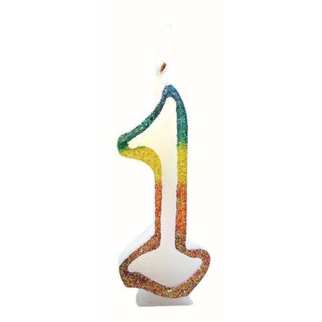 Bougie Chiffre 1 Arc-en-ciel 8cm - Eurobougie