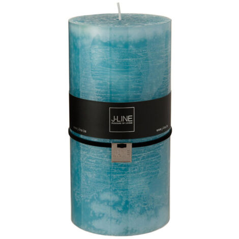 Bougie Cylindrique Déco "Junina" 20cm Bleu Azur