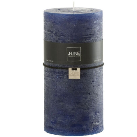 Bougie Cylindrique Déco "Junina" 20cm Bleu Foncé