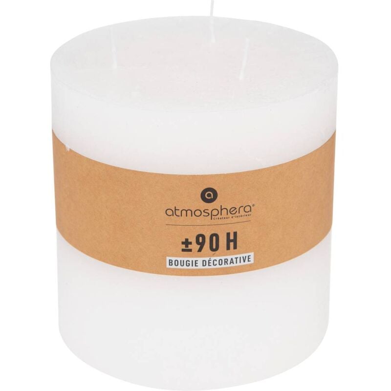 Atmosphera - Bougie rustique Olia 3 mèches blanc 1,9kg créateur d'intérieur