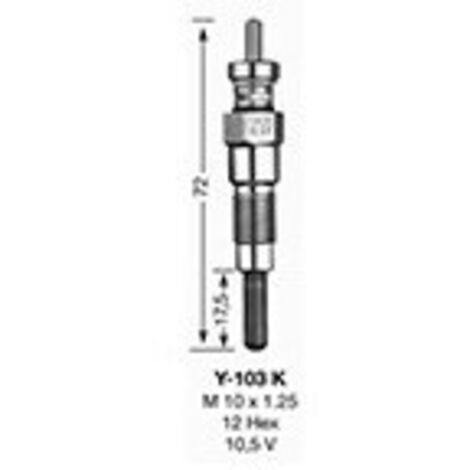 Bougie d'allumage de préchauffage NGK Y-103V adaptable pour engins de manutention et générateurs KUBOTA et YANMAR.