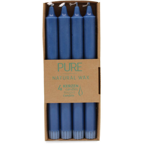 Bougie de dîner en cire naturelle pure 25x2.3 - Bleu- Vendu par 4