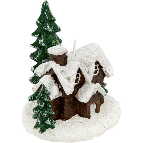 Bougie de Noël déco Chalet et Sapins enneigés - Feeric Christmas