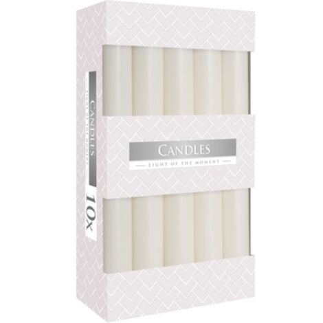 Bougie de table blanche BISPOL 17 cm, lot de 10.