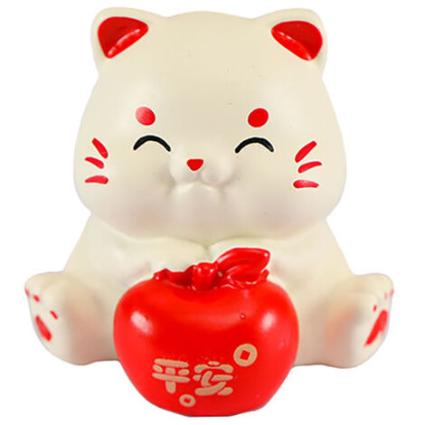 Bougie de tableau paysage miniature (Paix et Sécurité) - Figurine chat porte-bonheur en résine - Décor console auto ou maison - 3cm