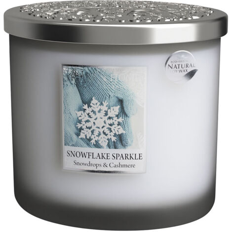 Bougie ellipse 2 mèches Flocons Givrés  Heart and Home