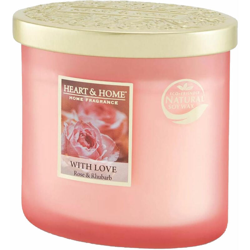 Bougie ellipse 2 mèches Heart and Home Rose, yuzu et Rhubarbe