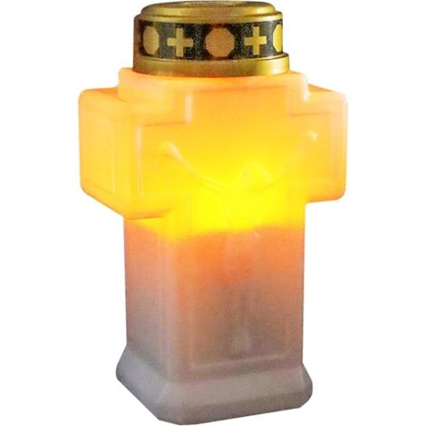 Bougie Funéraire, Lampe Funéraire LED Rouge ou Blanc, Lampe à Bougie Solaire à LED avec Capteur Crépusculaire, Bougie Solaire Exterieur Cimetiere, Bougie Cimetiere Forme de Croix pour Cimetière