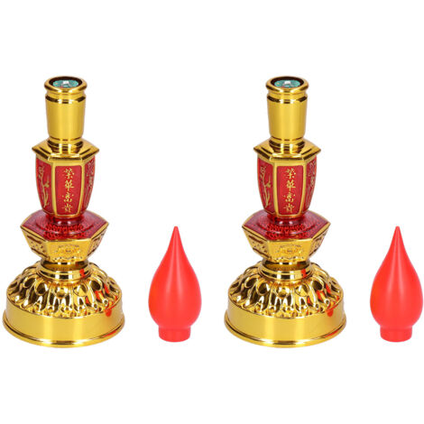 Bougie Lampe LED Faible Consommation D'énergie Style Chinois Traditionnel Rétro Bouddhiste Décor LampeDouble Lumineux